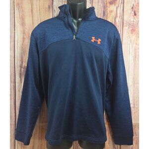 Under Armour Mens Navy Blue 1/4 Zip Pullover Large Loose Fit Fleece